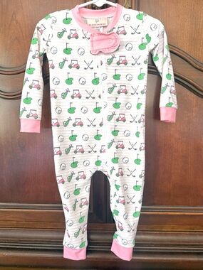 Smockingbird Pink Pajamas 12M Ruffle Back Boutique Sleeper